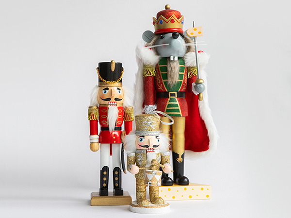 Figurines of the Nutcracker, Tsar of the Mice, and drummer