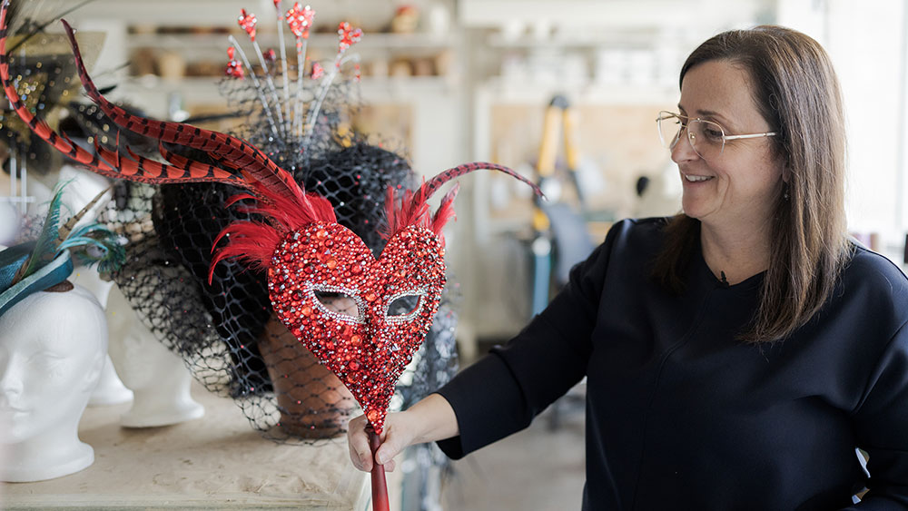 Stacy Dimitropoulos with Act III Courtier Queen of Hearts Mask for Swan Lake