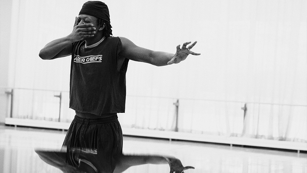 Siphesihle November in rehearsal for Flight Pattern