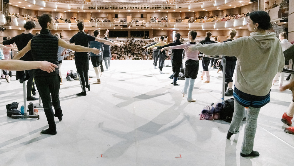 Artists of the Ballet at Class on Stage.