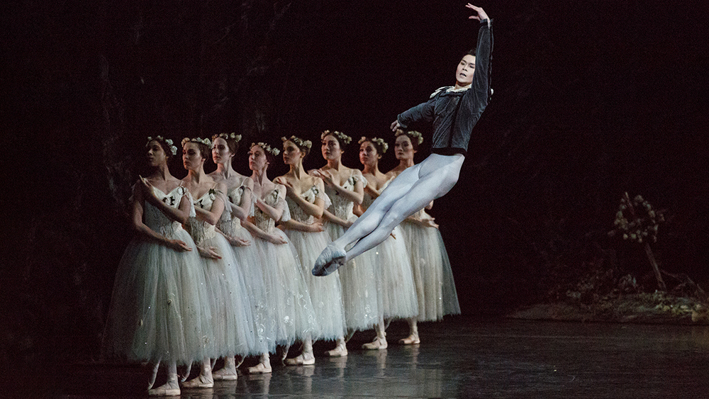 Naoya Ebe with Artists of the Ballet in Giselle. Photo by Bruce Zinger.