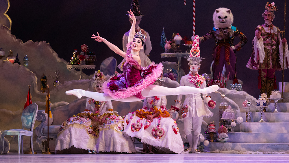 Beckanne Sisk and Artists of Houston Ballet in Stanton Welch's The Nutcracker. Photo by Lawrence Elizabeth Knox. Photo courtesy of Houston Ballet.