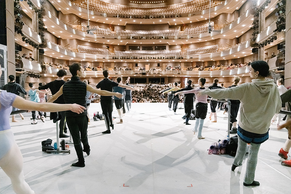 Artists of the Ballet at Class on Stage.