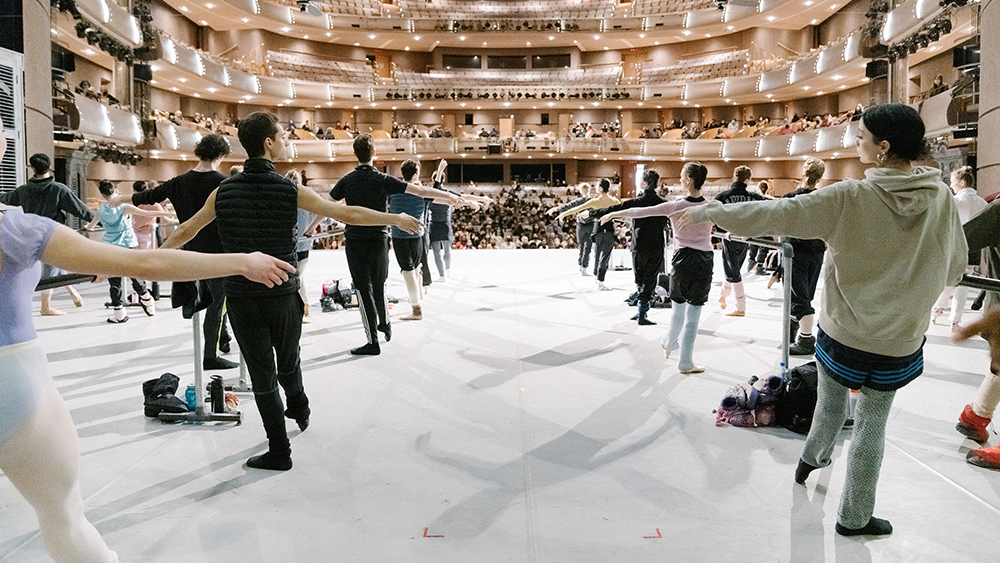 Artists of the Ballet at Class on Stage.