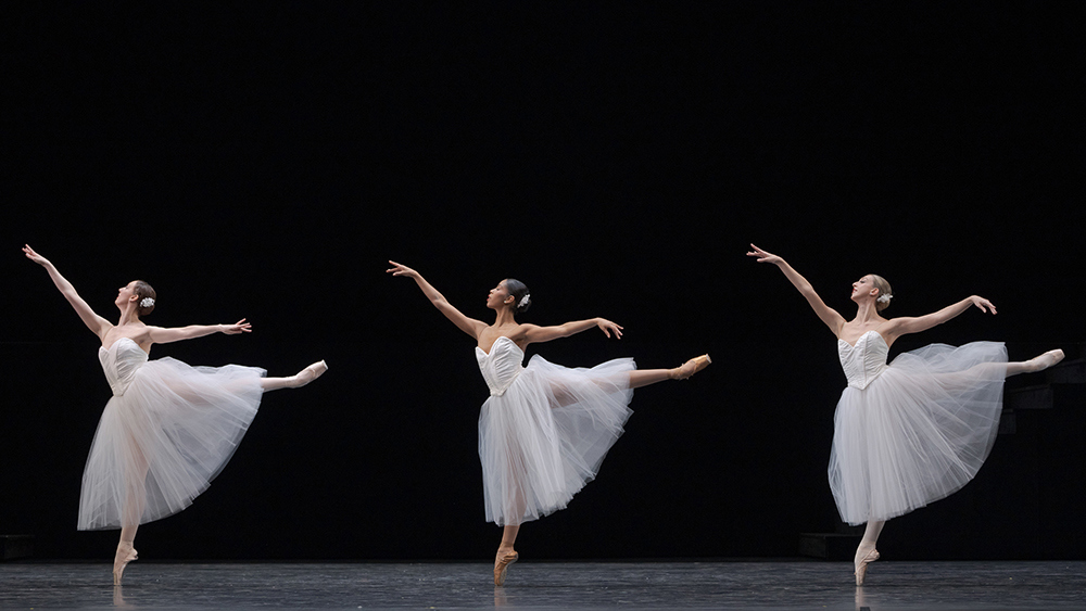 Former First Soloist Chelsy Meiss, Tene Ward and Monika Haczkiewicz in Suite en Blanc. Photo by Karolina Kuras.